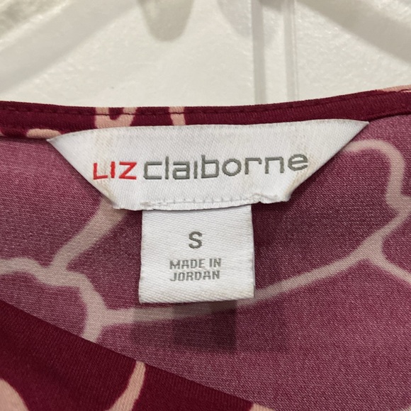 Liz Claiborne Red and Cream 3/4 Sleeve Blouse - Picture 2 of 4